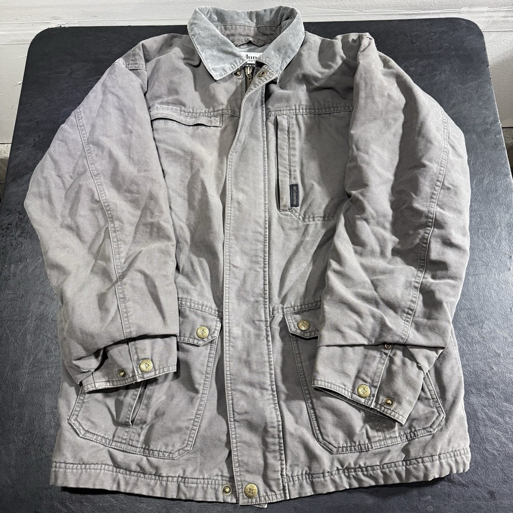Columbia Men's Sz M Gray Barn Coat Field Chore Wool Lined Jacket Outdoor Pockets